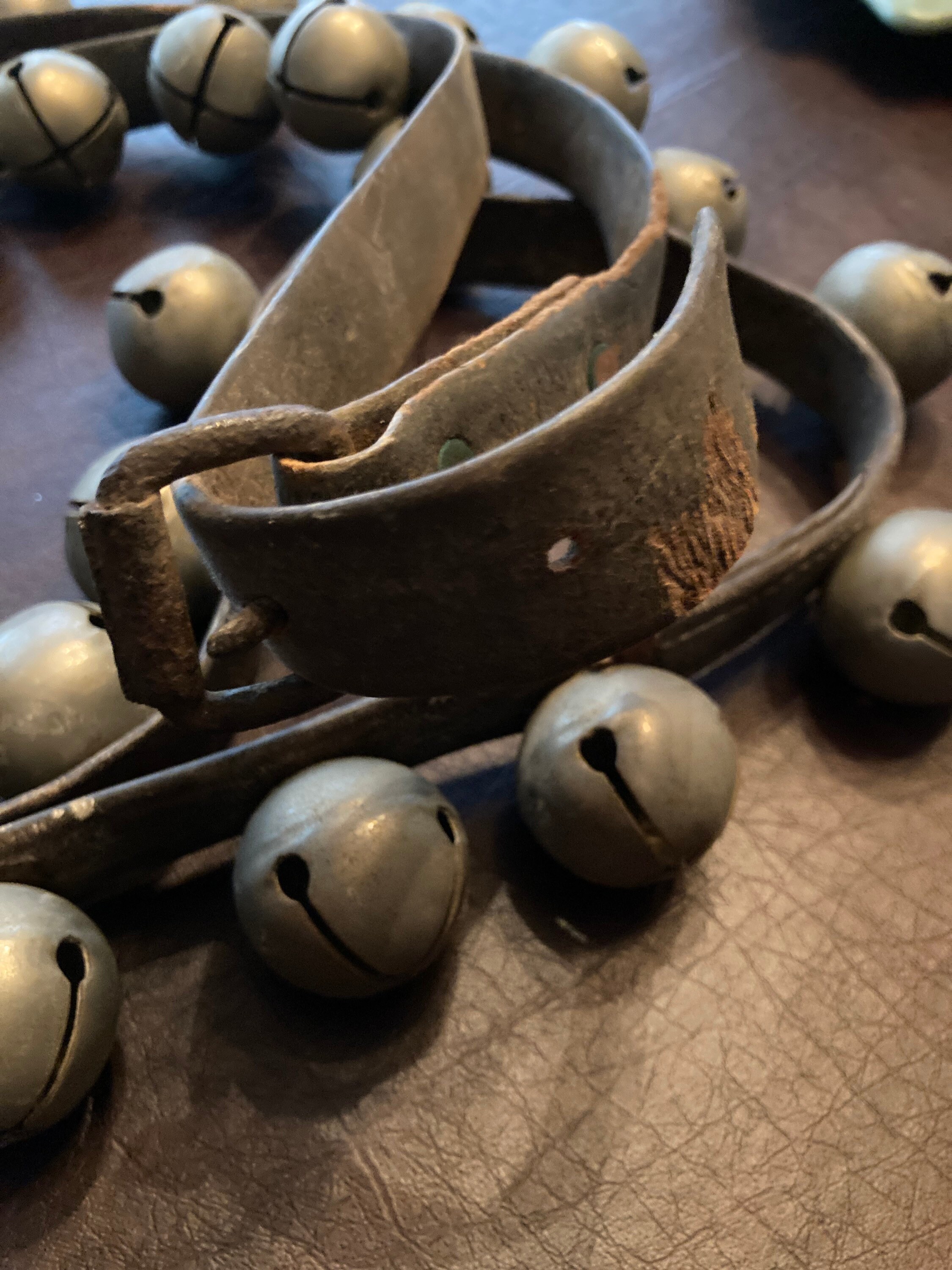 Antique Vintage Sleigh Bells 30 Bells on 66leather Strap Etsy