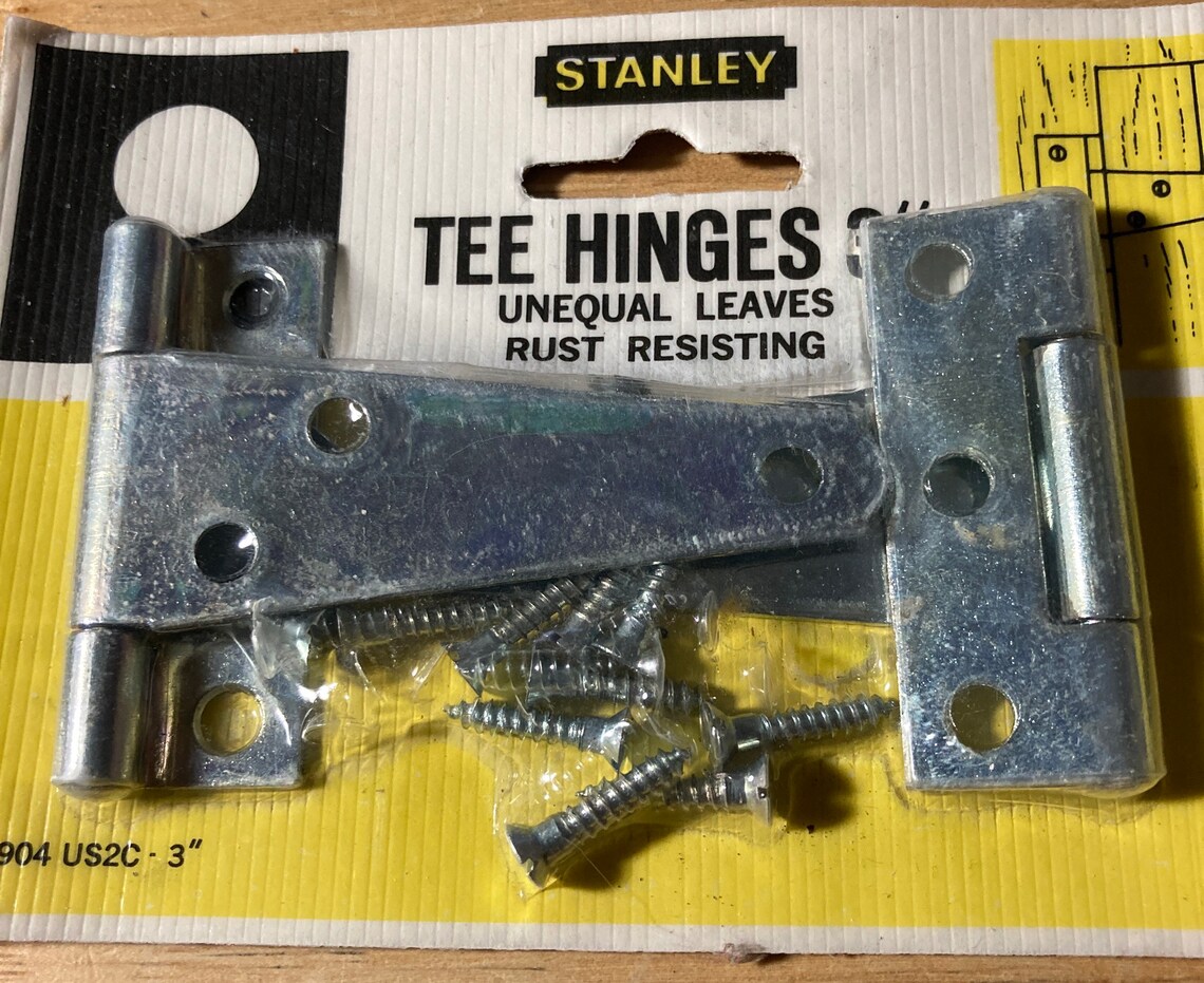 Stanley 3 Tee Hinges. Unequal Leaves Rust Resisting CD904. Etsy
