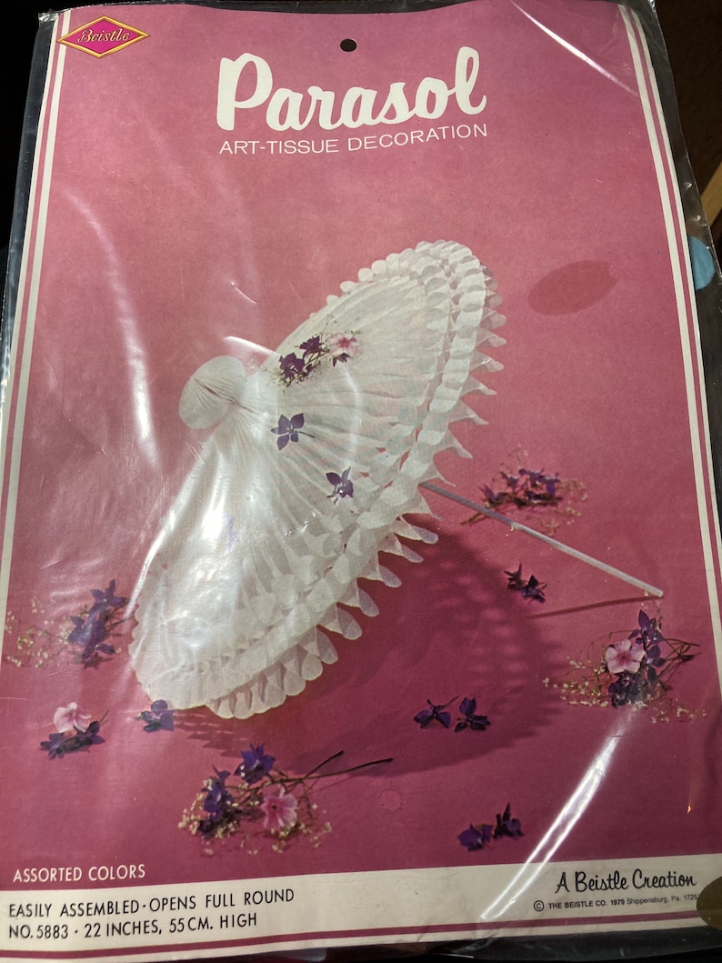 VINTAGE BEISTLE Parasol Art Tissue DECORATIONS 1979 New Original Package Blue