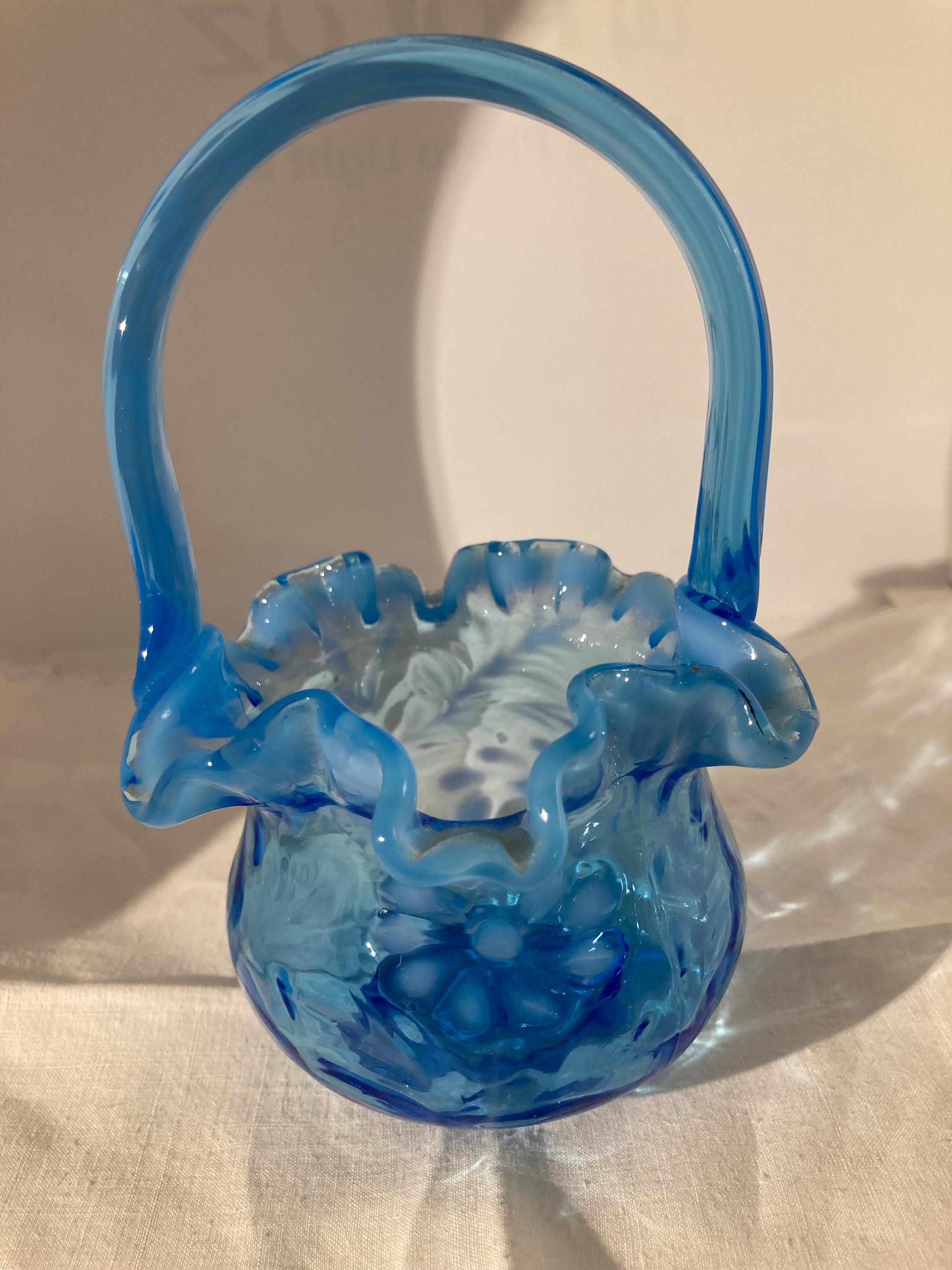 Fenton Blue Basket - Etsy