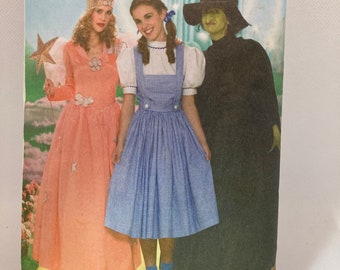 Simplicity, Costume, Pattern, # 4136 Wizard of Oz, Dorothy,  Good Fairy, Wicked Witch. Cut.