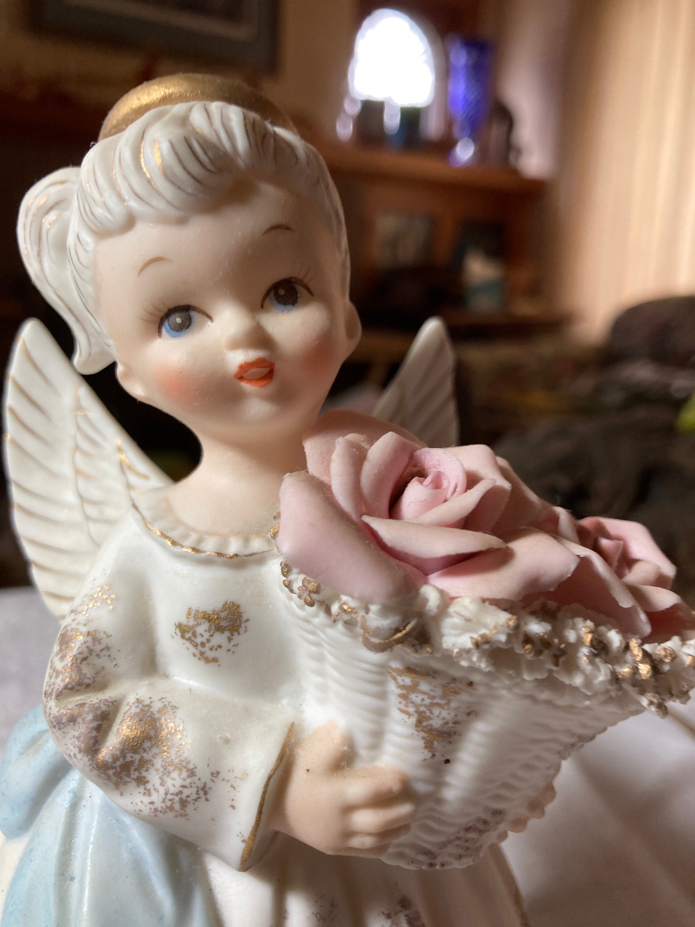 7 Vintage Lefton Porcelain Bisque Ceramic Angel Lamp Night Etsy
