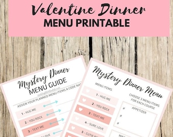 Valentine Mystery Dinner Menu Printable, Date Night Game (Digital Download)