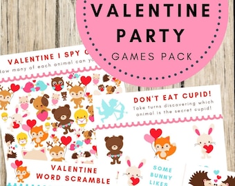 Valentine's Day Games Printable, I Spy, Word Scramble (PDF)