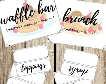 Waffle Bar Party Printables, Breakfast Printables, Brunch Party Decor, Waffle Party Kit