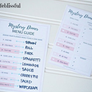 Date Night Mystery Dinner Menu, Valentine Printable for Date Night Dinner or Family Group Dinner image 6