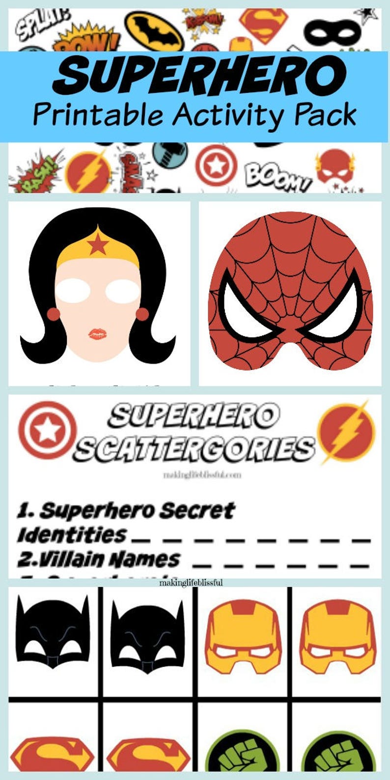 Superhero Printable Activity Pack - Etsy