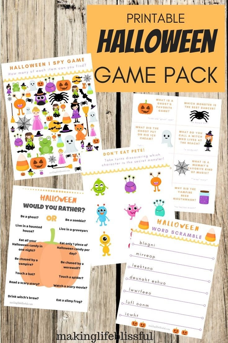 5 Halloween Games for Kids, Printable Halloween Games, Halloween ...