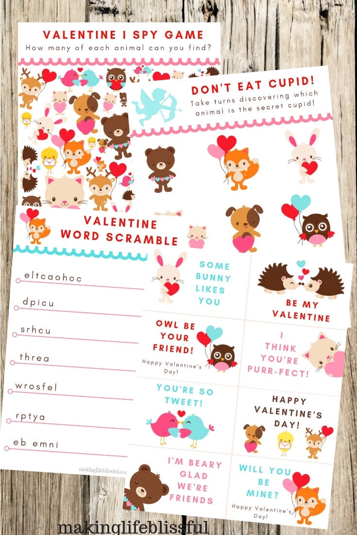 Valentine Printables for Kids Printable Valentine Games I | Etsy