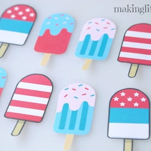 Patriotic Popsicle Garland Printable for the 4th of July, Preschool Memory Game