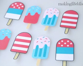 Patriotic Popsicle Garland Printable for the 4th of July, Preschool Memory Game