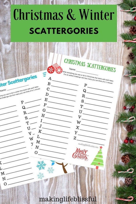 winter scattergories list winter scattergories list