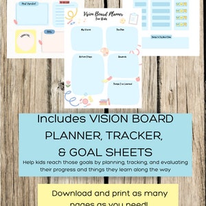 Kids Vision Board Printable Kit EDITABLE Kids Goal Board - Etsy