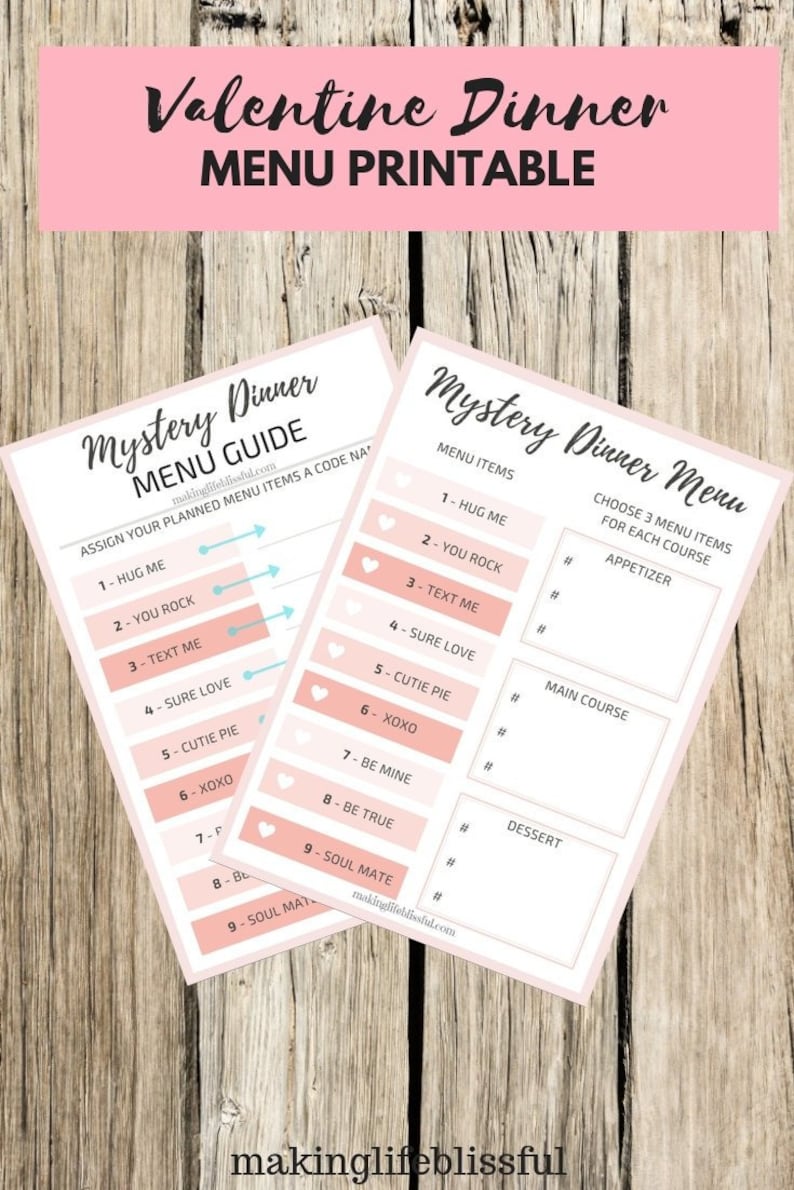 Date Night Mystery Dinner Menu, Valentine Printable for Date Night Dinner or Family Group Dinner image 8