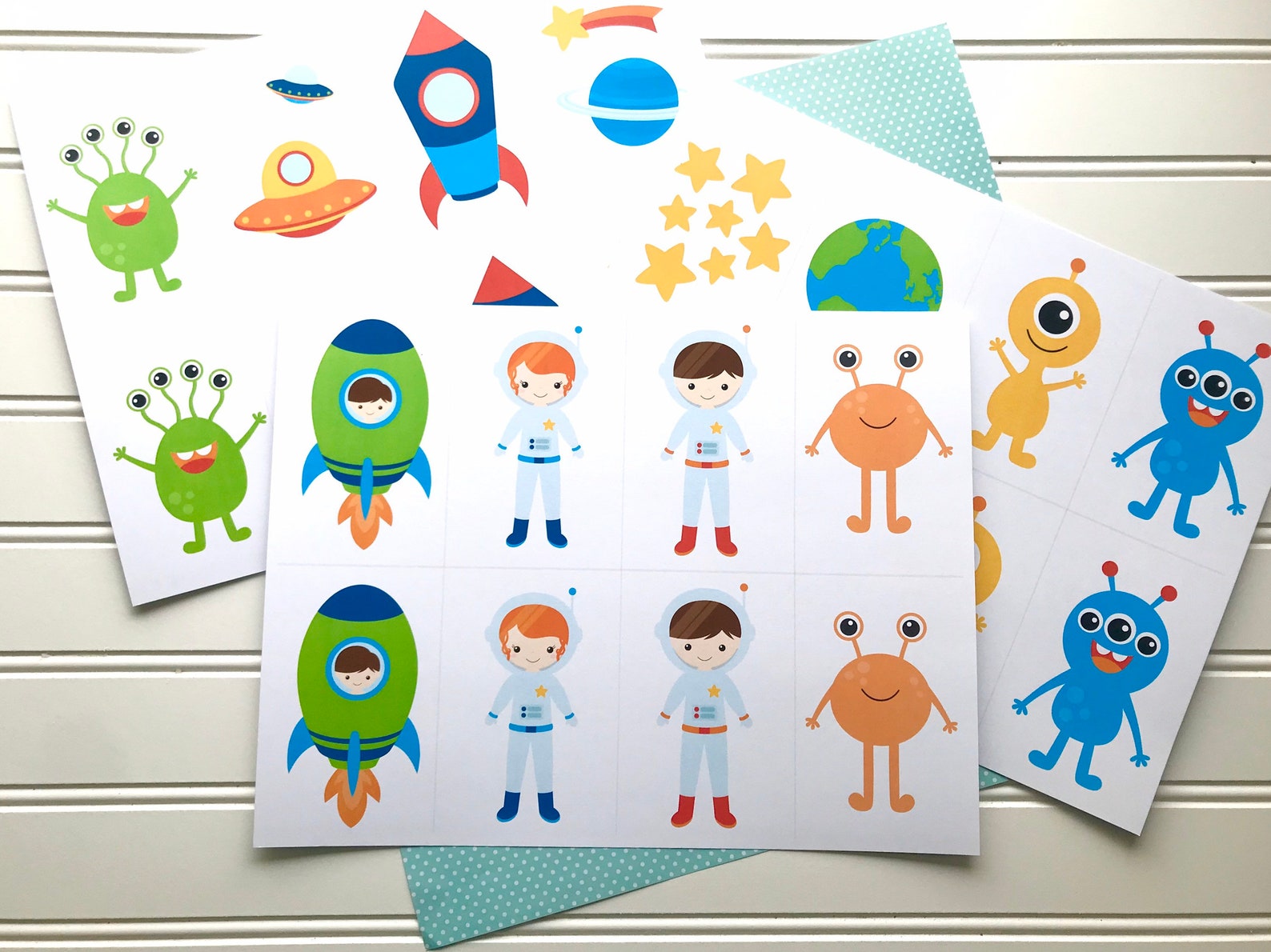 Outer Space Printable Kids Game Alien Astronaut Memory Match - Etsy