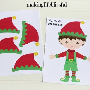 Pin the Hat on the Elf Printable, Preschool Christmas Game, Kids Holiday Party Game - Etsy