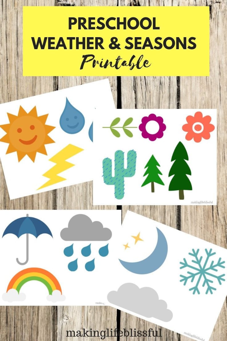 Preschool Weather and Seasons Printables for Kids | Etsy