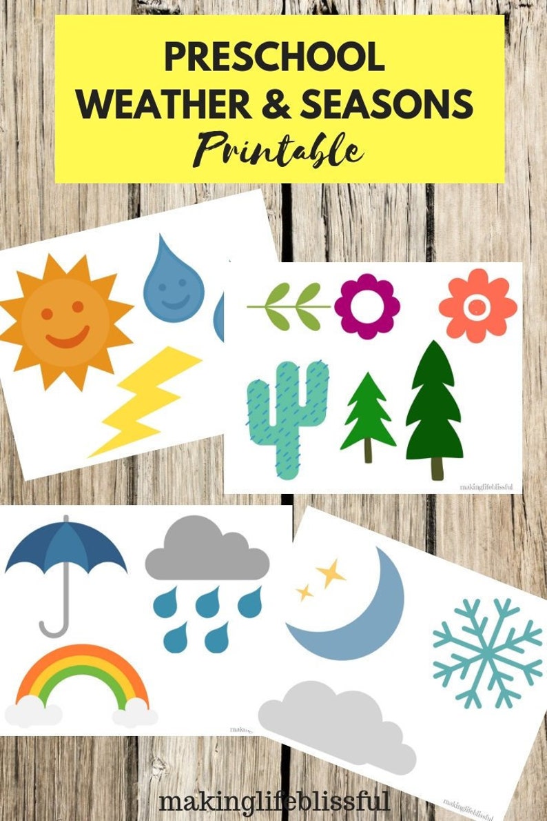 Preschool Weather and Seasons Printables for Kids | Etsy