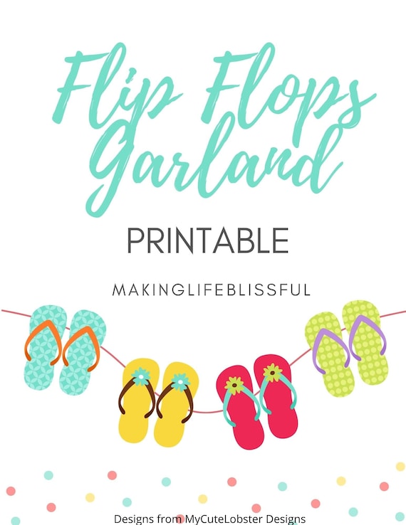 Flip Flop Garland Printable Summer Party Decorations Flip Flop