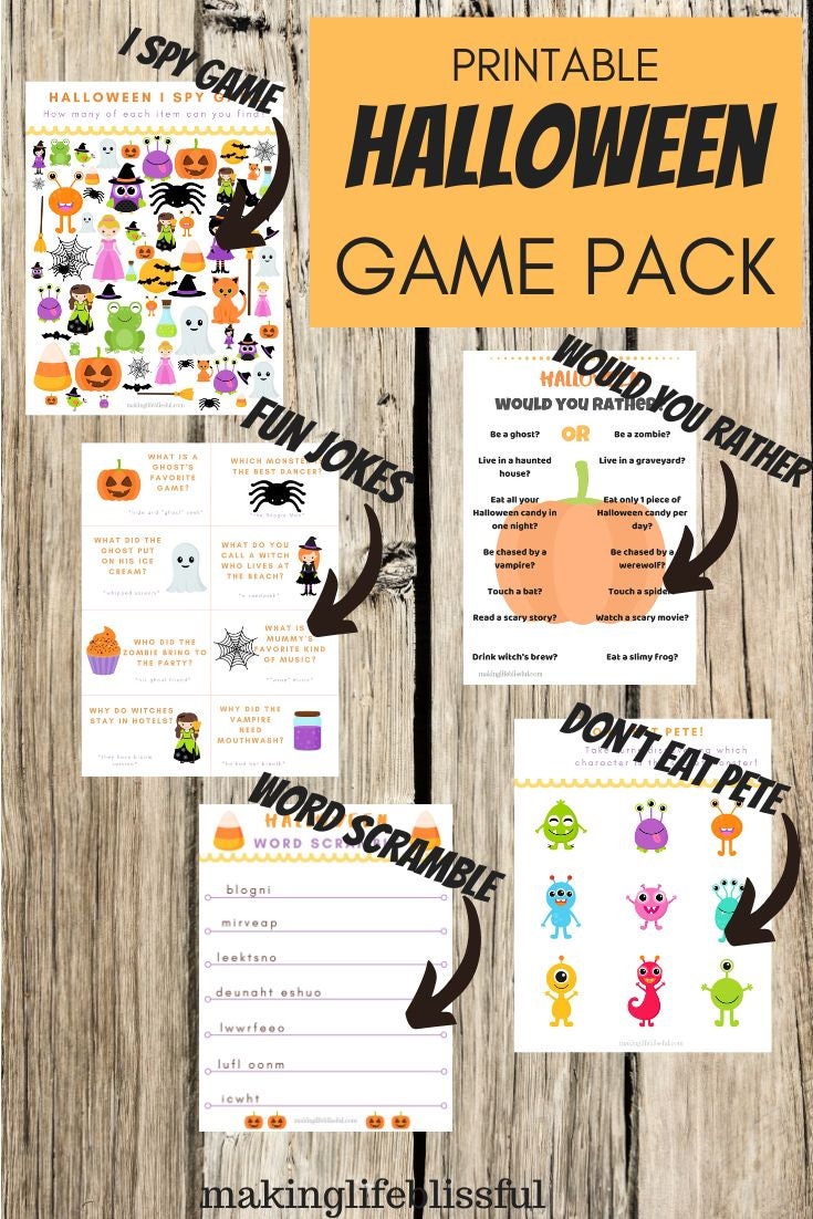 5 Halloween Games for Kids Printable Halloween Games - Etsy