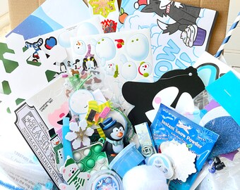Winter Busy Box for Kids, Playdough Sensory Kit for Kids Christmas Gift, Winter Activity Kids Gift