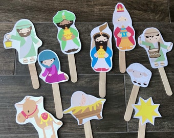 Printable Nativity Advent, Christmas Story Puppets (Digital Download)