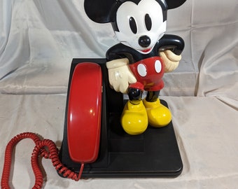 Vintage 1990's Mickey Mouse Corded Touch Tone Telephone AT&T Disney never used