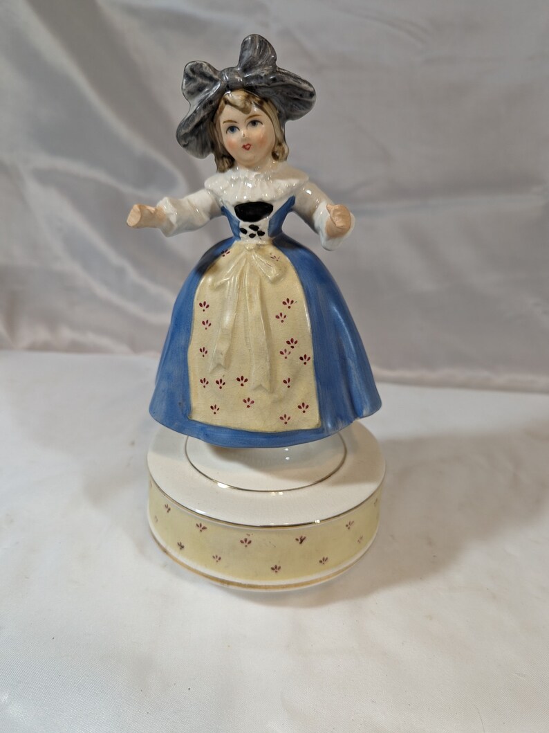 Vintage Schmid Brothers Französin Girl Music Box Japan Funktioniert