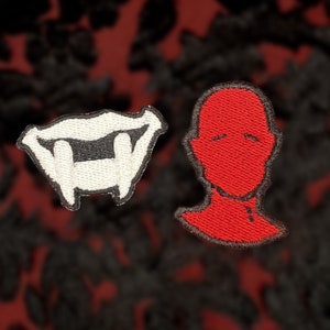 Happy & Bloodless Embroidered Patches (Iron or Sew on) Baldur&#39;s Gate 3 Astarion | Vampire Icons