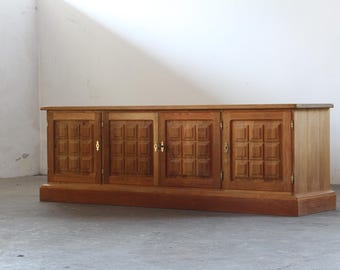Vintage 1960/70s Danish Brutalist Light Oak Low Sideboard / Crezenda