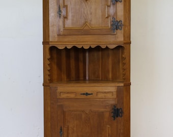 Vintage 1960s Corner Cabinet in Solid Oak style of Kjærnulf, Danish Modern