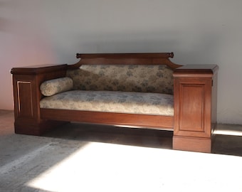 Divano/poltrona vintage in rovere, stile Impero, artigianato danese antico, 1880-1910.
