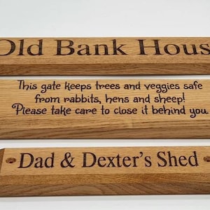 Handcrafted Personalised Oak sign/door sign/wall sign/bench plaque