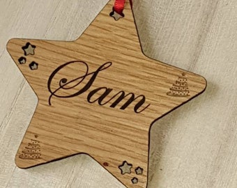 Personalised wooden Christmas  tree decorations