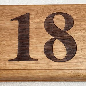 Solid Oak door number plaque