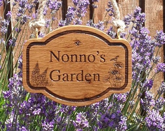 Personalised Engraved Oak Sign: Rustic Hanging Plaque/Gate plaque/Outdoor signage