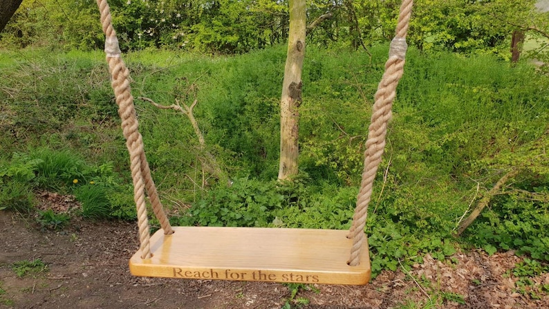 Personalised Engraved Solid Oak Swing With Ropes - Etsy