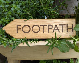 Personalised engraved oak arrow shaped sign/pointer/directional sign