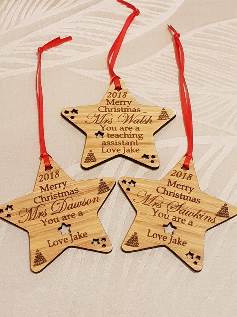 Personalised Wooden Teacher Gift Christmas Tree Decorations Etsy