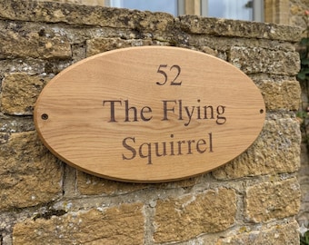 Personalised engraved Oval solid Oak Sign