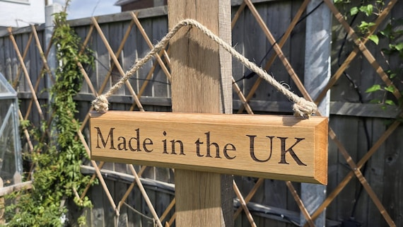 Personalised Oak sign with natural jute rope to hang. Made from solid oak