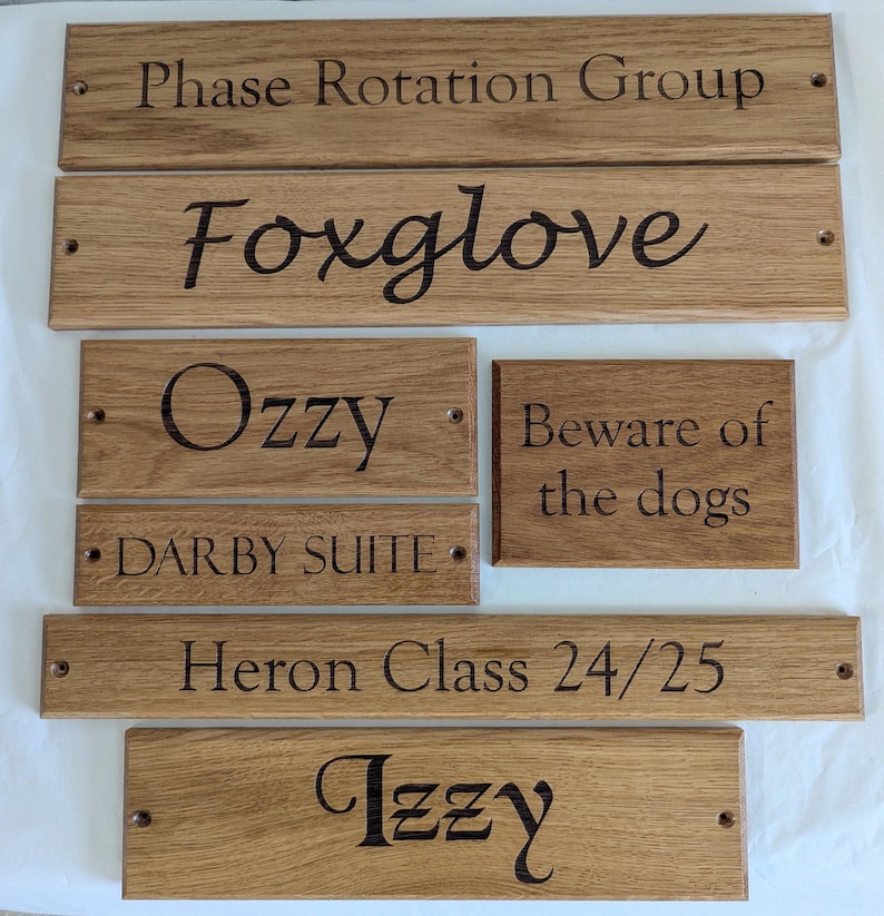 Personalised Engraved Oak Sign – Door signs, Bench Plaques available in different sizes image 13