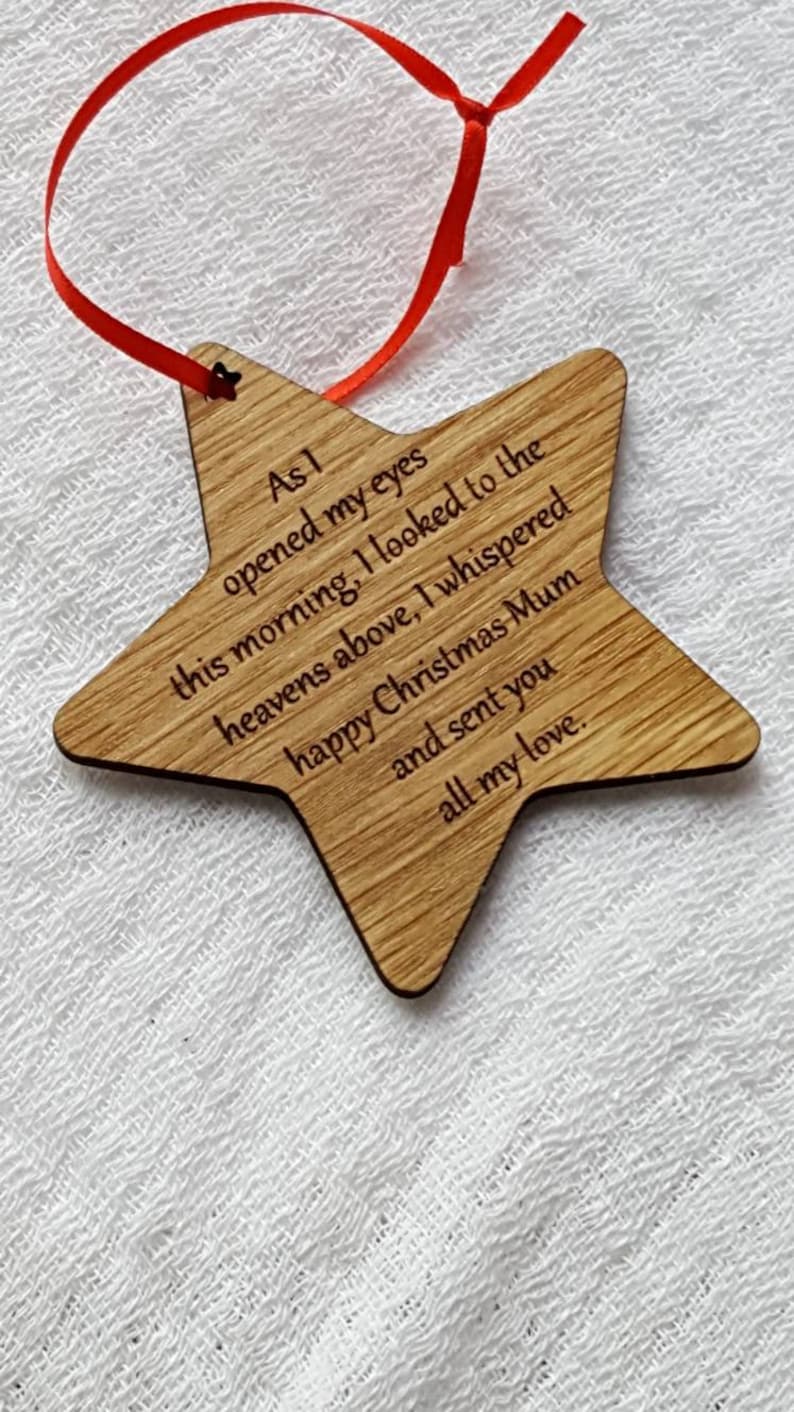 Wooden Christmas Tree Decorations With Words to Remember Loved Etsy