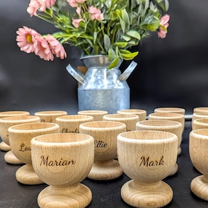 Personalised  egg cup made from beech wood