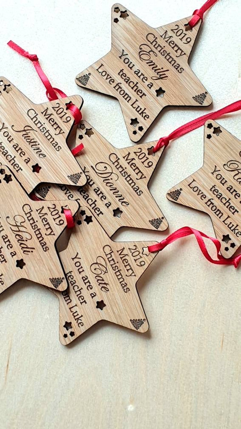 Personalised Wooden Teacher Gift Christmas Tree Decorations Etsy UK