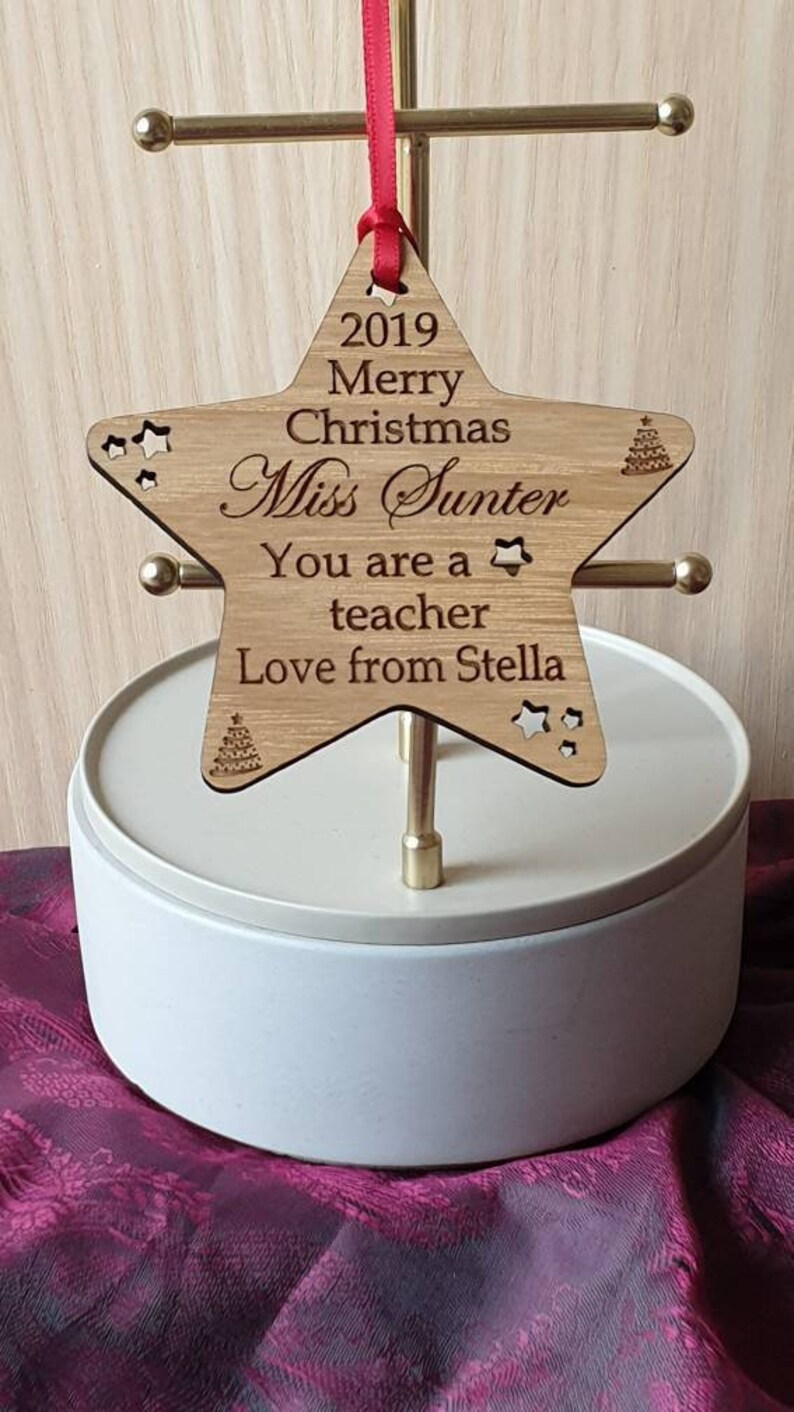 Personalised Wooden Teacher Gift Christmas Tree Decorations Etsy