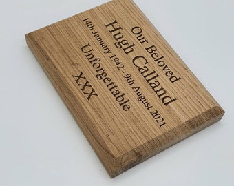 Personalised Engraved Oak Plaque: Custom Memorial, Wall Sign, or Name Plate, Dedication Plaque
