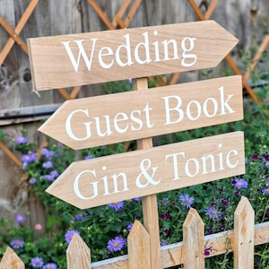 Rustic Oak Arrow Direction Sign: Carved & Painted Wedding Decor