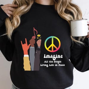Imagine todas as pessoas vivendo a vida em paz ~ PDF vetorial, png, jpg, svg ~ Somente download digital ~ DTF, Clip Art, Imprimir ou cortar arquivos