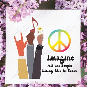 Unidade ~ Paz ~ Imagine todas as pessoas ~ PDF, png, jpg, svg ~ Somente download digital ~ DTF, Clip Art ou arquivos recortados - Faça camisetas e placas!